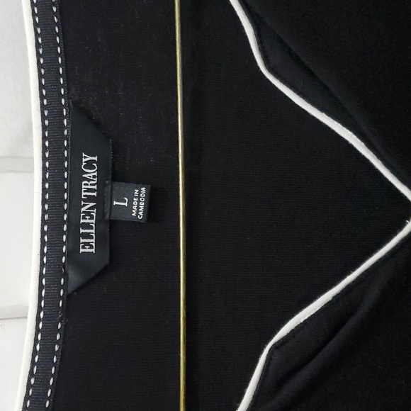 Long sleeve black tee with white trim on neckline - Picture 3 of 5